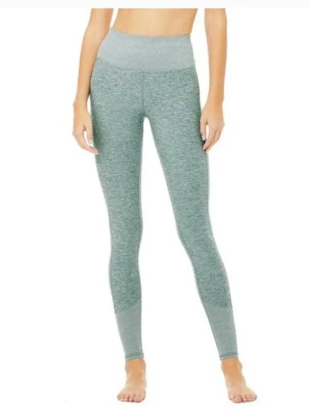 Alo Yoga Alosoft High Waist Lounge Leggings in Seagrass Green, size XS.